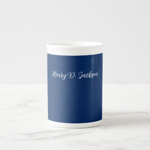 Caneca De Porcelana Azul Marinho Único Escrita Clássica Simples