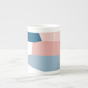 Caneca De Porcelana Azul rosa e branco
