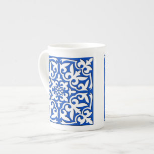 Caneca De Porcelana Azulejo marroquino - azuis cobaltos e branco