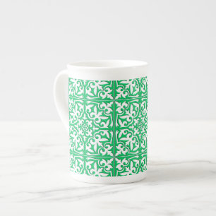 Caneca De Porcelana Azulejo marroquino - jade verde e branco