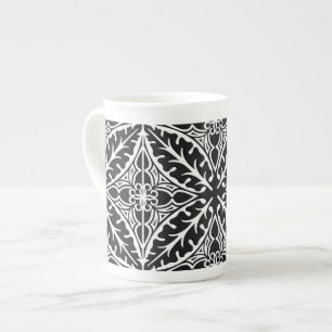 Caneca De Porcelana Azulejos marroquinos - preto e branco
