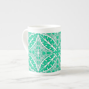 Caneca De Porcelana Azulejos marroquinos - turquesa e branco