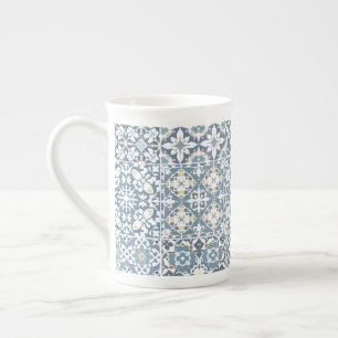 Caneca De Porcelana Azulejos Mediterrâneos, Marroquinos, Maiolica, Azu