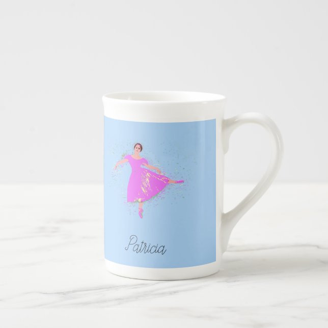Caneca De Porcelana Ballerina Dancer Magenta - Vestido Rosa Personaliz (Direita)