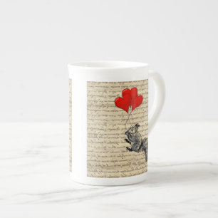Caneca De Porcelana Balões de esquilo e coração