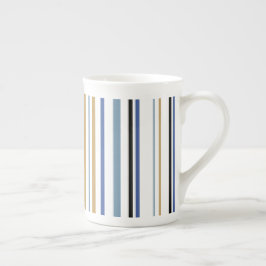 Caneca De Porcelana Bandas de cores Douradas e brancas da praia