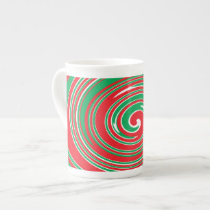 Caneca De Porcelana Bandas de natal vermelhas e verdes