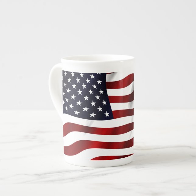 Caneca De Porcelana Bandeira Americana (Frente Esquerda)
