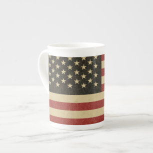 Caneca De Porcelana Bandeira americana do vintage