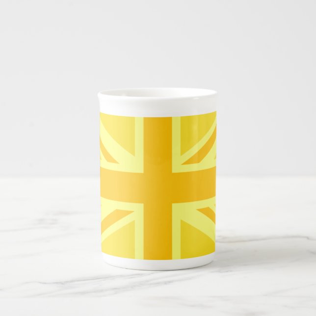 Caneca De Porcelana bandeira britânica Jack Union muito amarela (Frente)