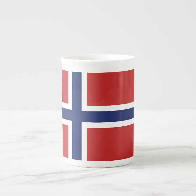 Caneca De Porcelana Bandeira de Noruega (Frente)