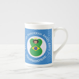 Caneca De Porcelana Bandeira do Anjo do Hanukkah Brasileiro Personaliz