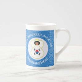 Caneca De Porcelana Bandeira do Anjo Sul-Coreano Hanukkah Personalizad