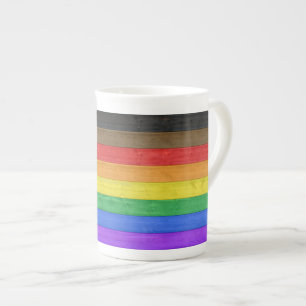 Caneca De Porcelana Bandeira do orgulho gay inclusivo de SlipperyJoe t