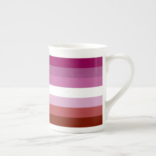 Caneca De Porcelana bandeira do orgulho lésbico feminino da SlipperyJo