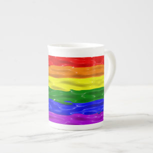 Caneca De Porcelana Bandeira do orgulho líquido brilhante SlipperyJoe'