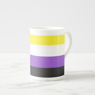 Caneca De Porcelana Bandeira do Orgulho Não Binário da SlipperyJoe's a