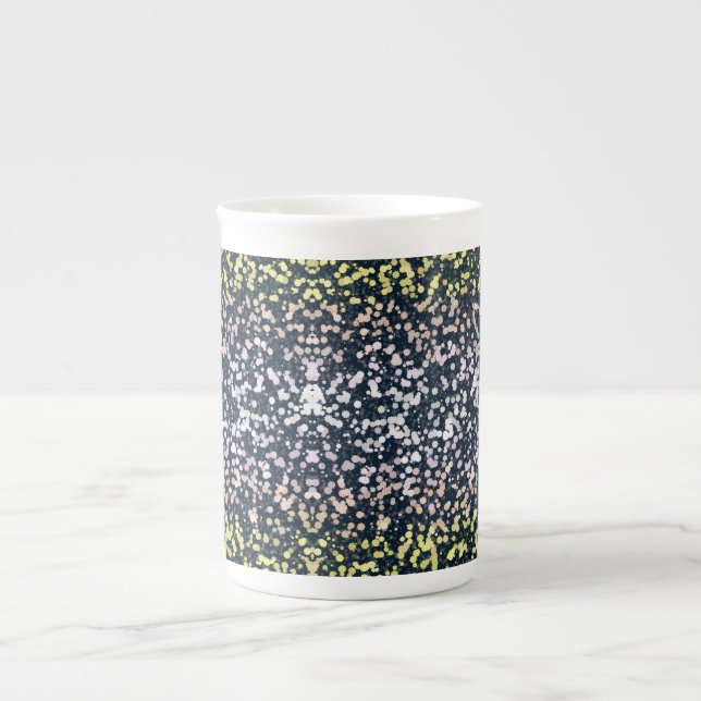 Caneca De Porcelana Bandeira do Orgulho Pangênero Fofo Quirky Retro Bo (Frente)