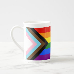Caneca De Porcelana Bandeira do Orgulho Progressivo SlipperyJoe's seis