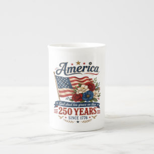Caneca De Porcelana Bandeira Floral 250 Anos da América
