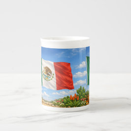 Caneca De Porcelana Bandeira Mexicana
