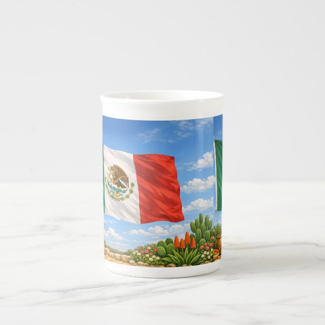 Caneca De Porcelana Bandeira Mexicana (Frente)