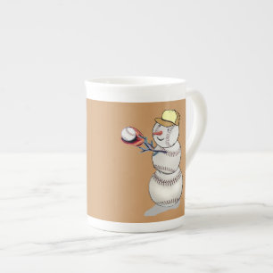 Caneca De Porcelana Baseball Snowman