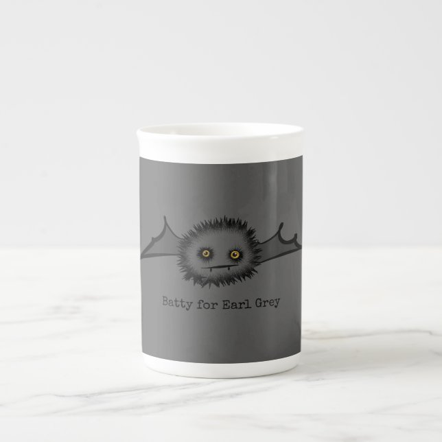 Caneca De Porcelana BATTY FOR EARL CINZA Cute Vampire Bat (Frente)