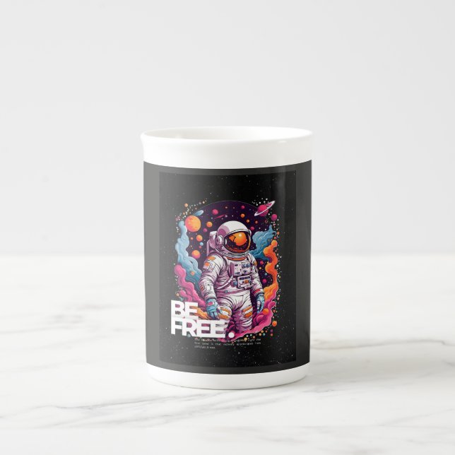 Caneca De Porcelana BE FREE Astronauta design (Frente)