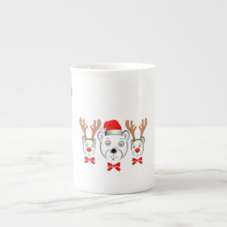 Caneca De Porcelana Bears Christmas Bone China Mug