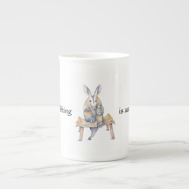 Caneca De Porcelana bebendo de cartoon de Aardvark (Frente)