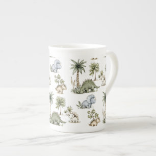 Caneca De Porcelana Bebês Dinossauros em Aquarela Fofos