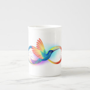 Caneca De Porcelana Beija-flor Arco-íris com símbolo de Infinito