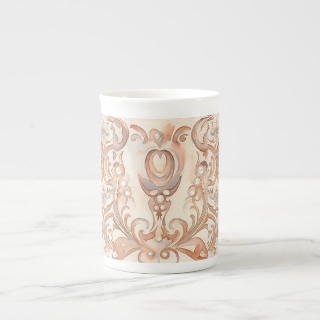 Caneca De Porcelana Bela Rosa dourada Mozaik Art (Frente)