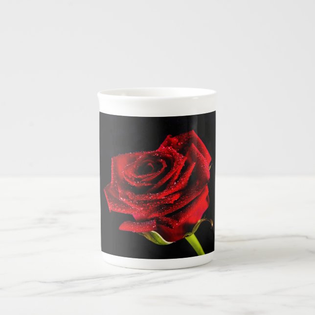 Caneca De Porcelana Bela rosa vermelha (Frente)