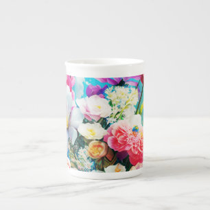 Caneca De Porcelana Belas Flores Mistas