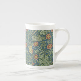 Caneca De Porcelana Belo Padrão Floral William Morris Green Pink