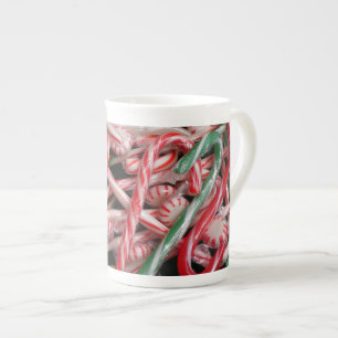 Caneca De Porcelana Bengalas e Peppermints Natal Férias de Natal