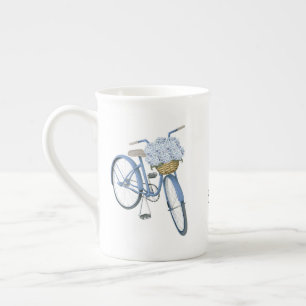 Caneca De Porcelana Bicicleta com Tampa da Flor Hydrangea Basket