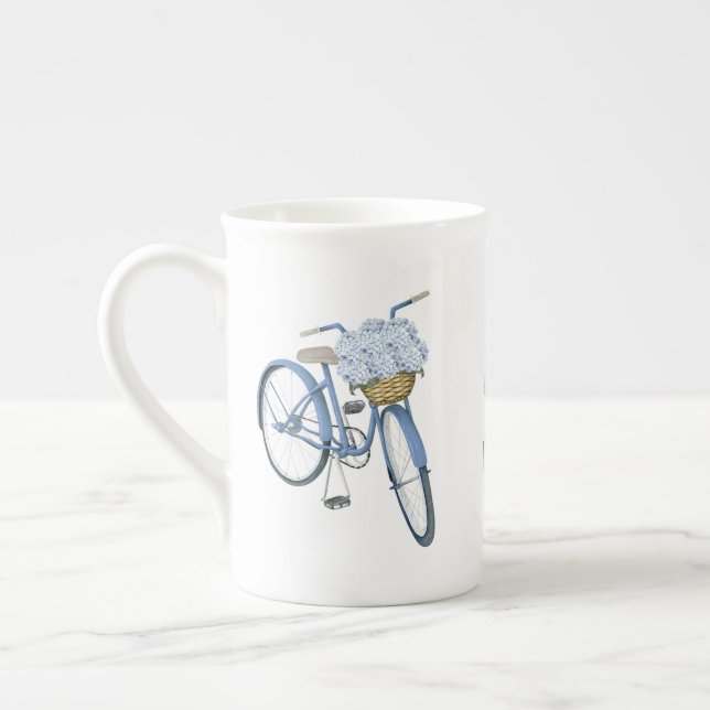 Caneca De Porcelana Bicicleta com Tampa da Flor Hydrangea Basket (Esquerda)