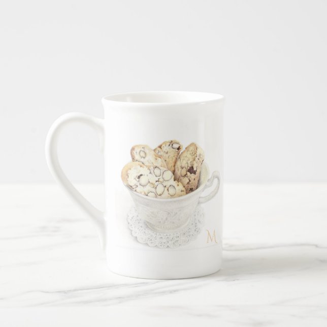 Caneca de Porcelana BISCOTTI + Inicial (Esquerda)
