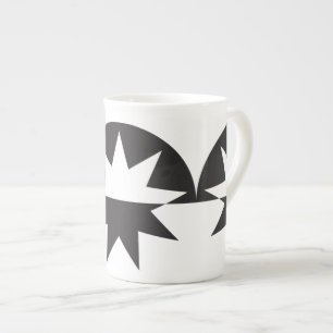 Caneca De Porcelana Black White Deco Star Sunburst