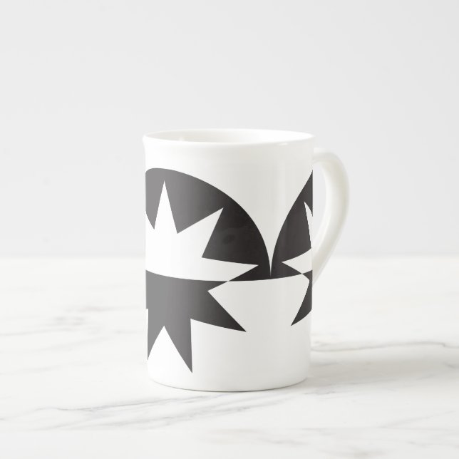 Caneca De Porcelana Black White Deco Star Sunburst (Frente Esquerda)