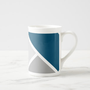 Caneca De Porcelana Bloco de Cores Modernas Mosaico Azul Oceano Cinza