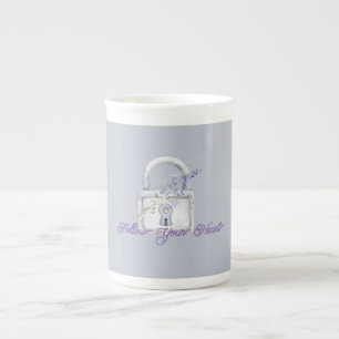 Caneca De Porcelana Bloqueio de Flores de Lavanda