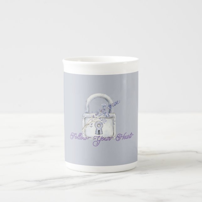 Caneca De Porcelana Bloqueio de Flores de Lavanda (Frente)