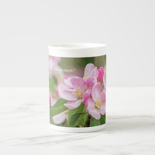 Caneca De Porcelana Blossom da Apple com cotação de Shakespeare (Frente)