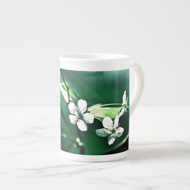 Caneca De Porcelana Blossomas de Cereja Branca (Frente Esquerda)