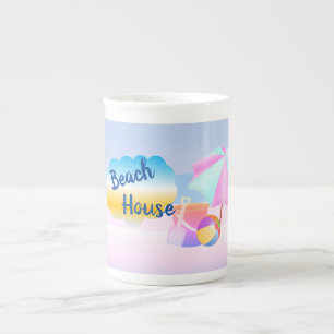 Caneca De Porcelana Blue and Pink Beach House Specialty Mug