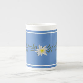 Caneca De Porcelana Blue and White Edelweiss Bone China Mug